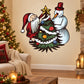 Christmas Santa and snowman wall sticker with decorated tree and stars