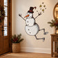 Snowman wall decal with top hat, waving arms and star accents