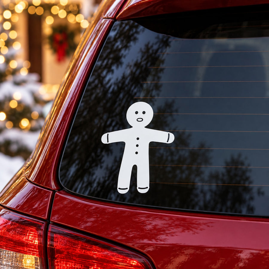 Gingerbread man decal with white gingerbread figure