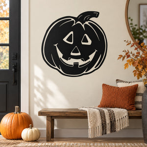 Black jack-o-lantern face decal with carved pumpkin eyes and smile