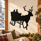Black reindeer pulling cart wall decal with sleigh silhouette