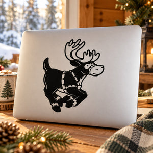 Reindeer and rider black decal for laptop