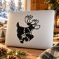 Reindeer and rider black decal for laptop