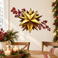 Christmas star holly berries printed wall decal, gold star with red berry cluster