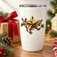 White drink tumbler with gold star and mistletoe printed decal