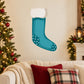 Teal dotted Christmas stocking patch sticker