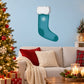 Teal Christmas stocking wall sticker with white snowflake design