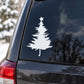 White Christmas pine tree and star decal on dark window glass