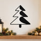 Black pine tree wall decal with simple shaded trunk and layered branches
