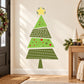 Green Christmas tree wall decal with red dots and striped pattern