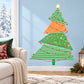 Colorful Christmas tree wall decal with star topper and striped layers