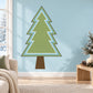 Green pine tree Christmas wall sticker with blue outline