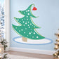 Green Christmas tree wall sticker with white dots and red heart on top