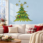 Decorated Christmas tree wall decal with stars and ornaments, multicolor