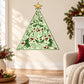 Green Christmas tree wall sticker with red berries and gold star topper
