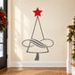 Christmas tree wall decal with red star topper and swirl triangle design