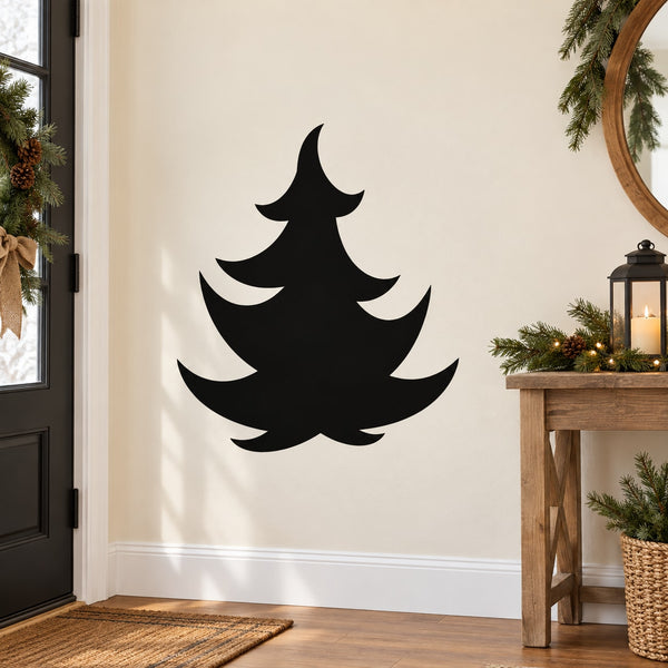 Wavy pine tree wall decal, black silhouette