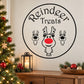 Circular wall decal: 'Reindeer Treats' with three cartoon reindeer, red-nose center