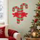 Candy cane vinyl decal with red and green stripes and red bow