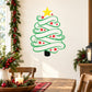 Die-cut Christmas tree decal with green outline and red star accents