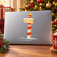 Christmas North Pole sign decal with lighthouse, NORTH POLE banner, and snow waves