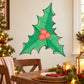 Holly leaves and berries wall decal, green leaves with red berry cluster