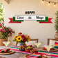 Happy Cinco de Mayo wall decal with green ribbon and red banner arrows