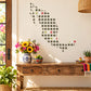 Vinyl wall decal featuring mosaic Mexico silhouette with colorful square accents