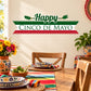 Happy Cinco de Mayo wall decal with green banner, clovers, and leaves