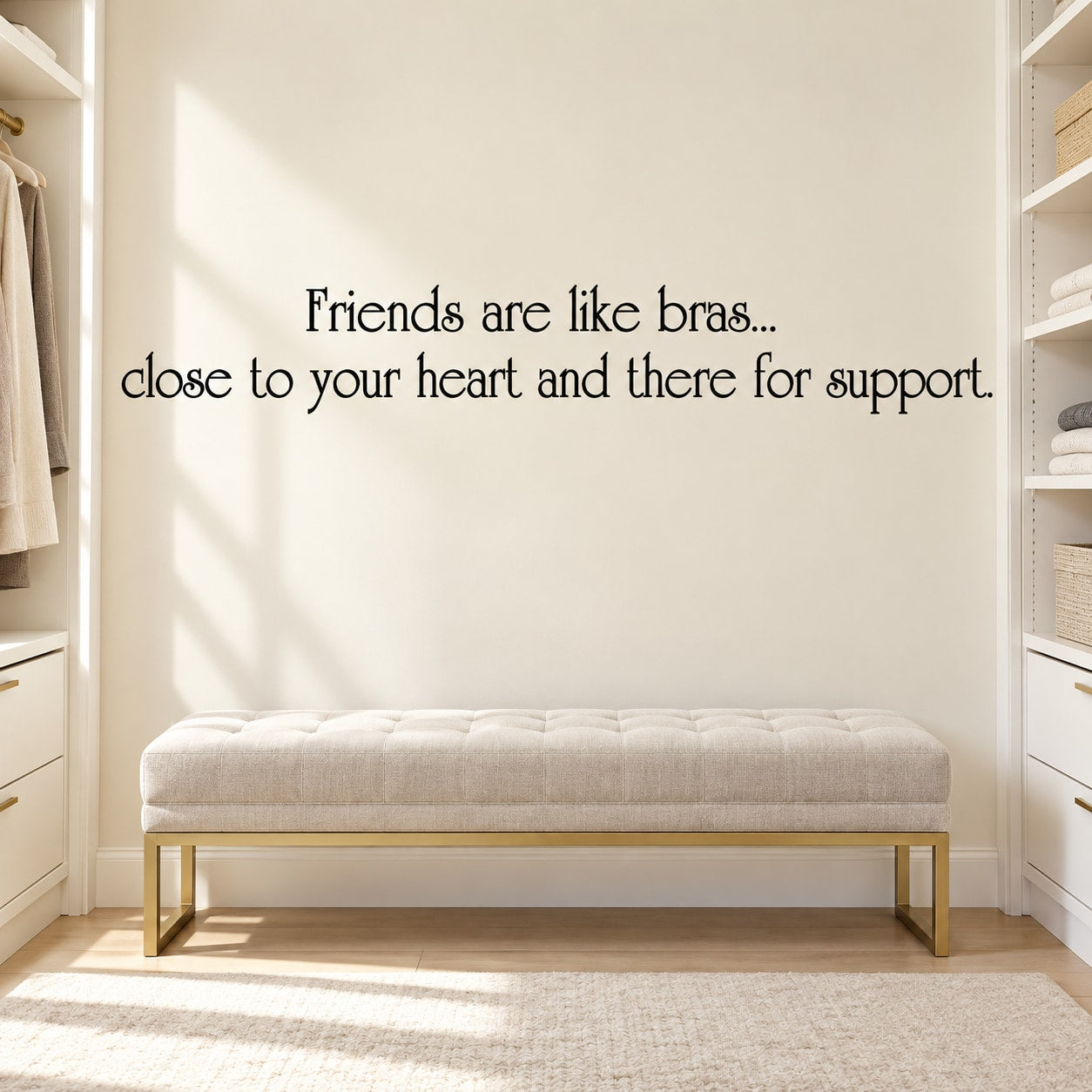 Inspirational wall decal quote text in black on a light wall