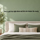 Wall quote decal with black quote text: “Give a girl the right shoes...conquer the world.”