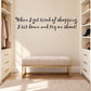 Cursive shopping quote wall decal: 'I sit down and try on shoes'