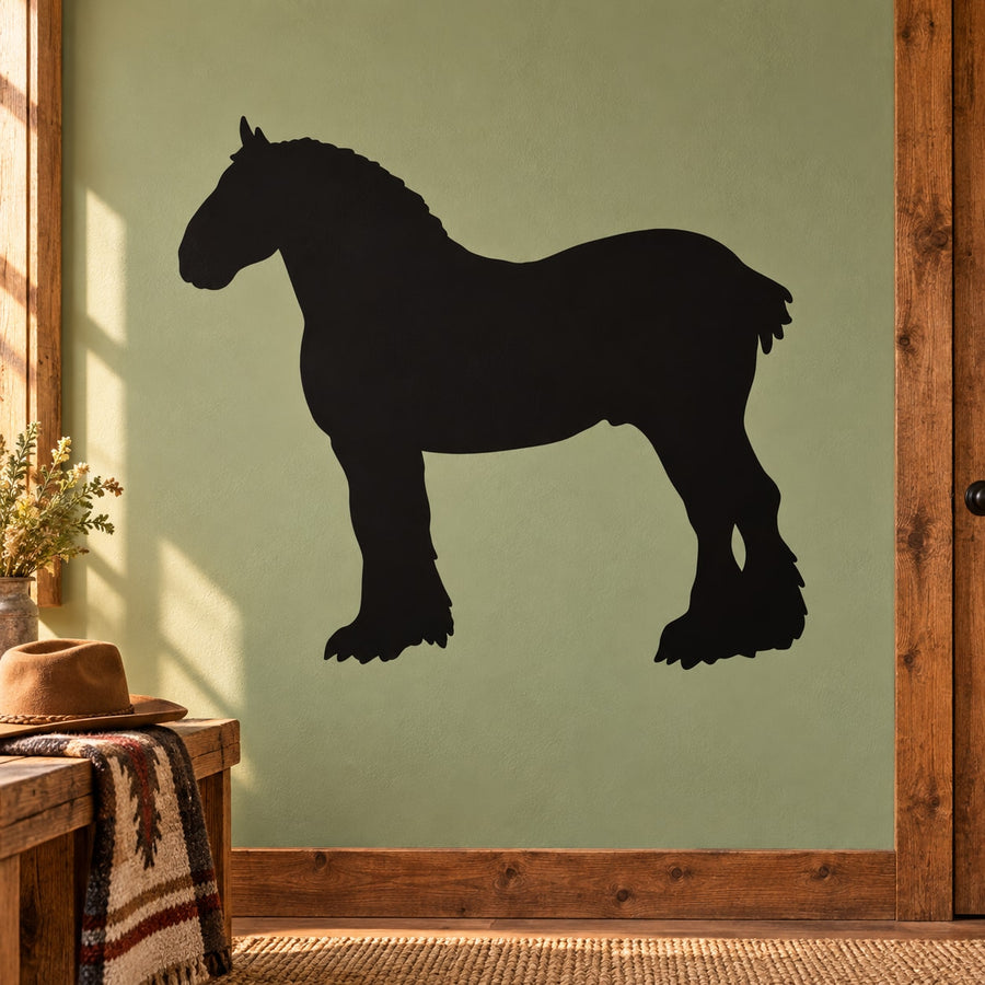 Black standing clydesdale horse wall decal silhouette