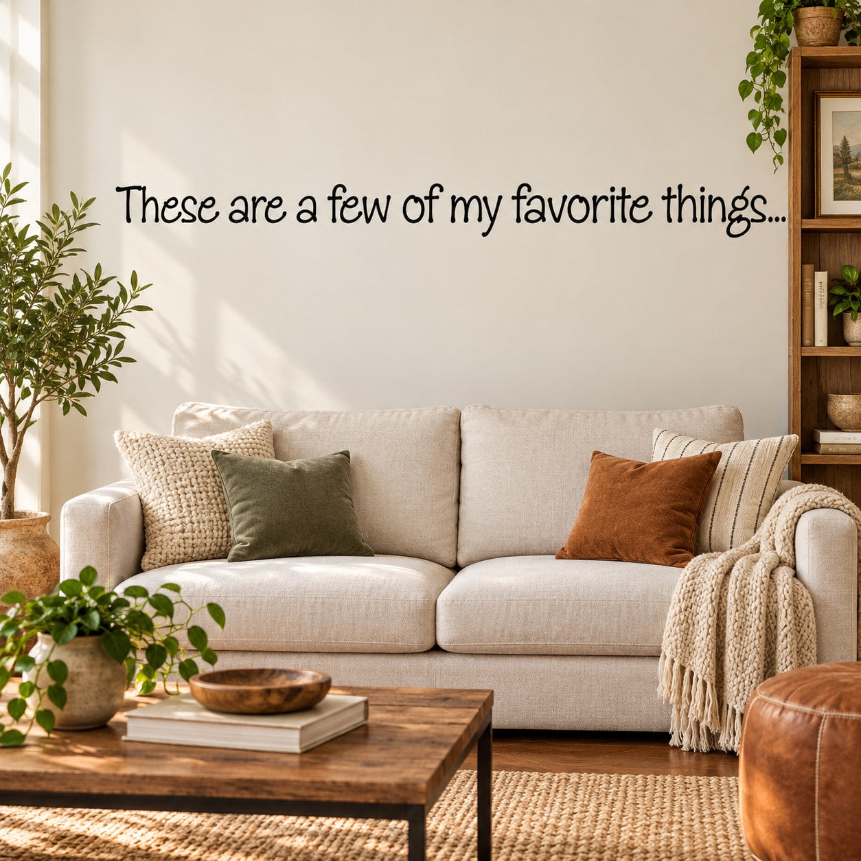 Vinyl wall decal with cursive quote: “These are a few of my favorite things…”