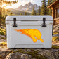 Fire burst cougar sticker decal with yellow and orange flame effect