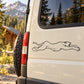 Line-art cougar decal on vehicle side panel