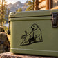 Black line-art cougar decal on olive cooler case