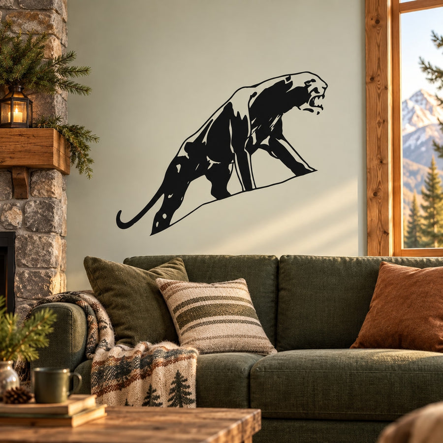 Cougar wall decal, black silhouette