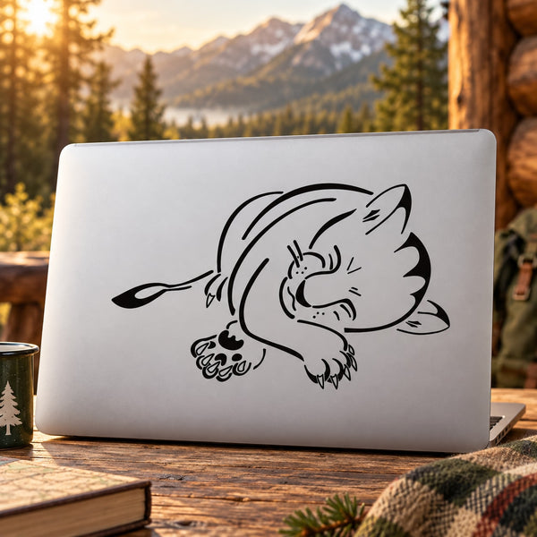 Sleeping cougar decal with black outline sleeping cougar graphic