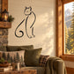 Black cougar silhouette wall decal with curled tail and ears