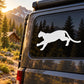 Running cougar decal sticker, white cougar silhouette on vehicle window