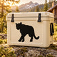 Black strolling cougar decal silhouette on light cooler lid