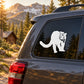 White cougar face and tail car decal for rear window