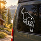 Cougar patrolling window decal with white outline cougar and paw print design