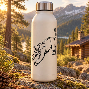Cougar protection decal sticker with black outline of a snarling cougar