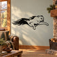 Black and white cougar fire decal with leaping cat silhouette and flames
