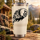 Stainless steel tumbler with black blazing cougar head decal