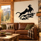 Attacking ram wall decal with cougar silhouette in grass, black graphic