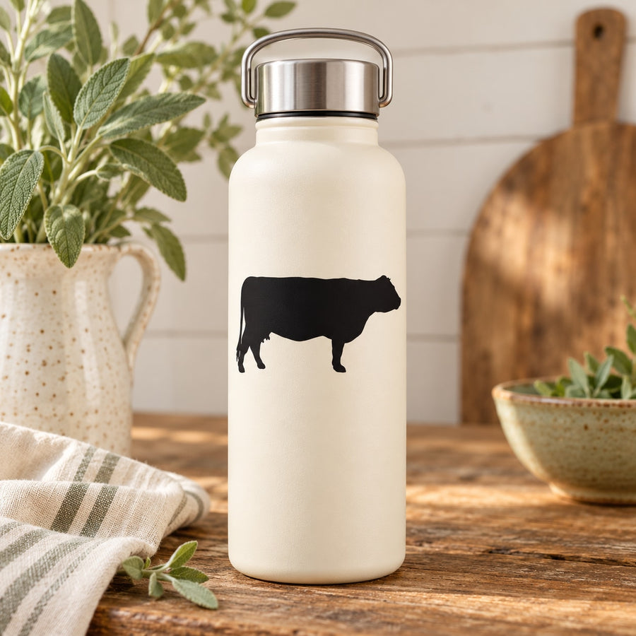 Black cow silhouette vinyl decal for bottle