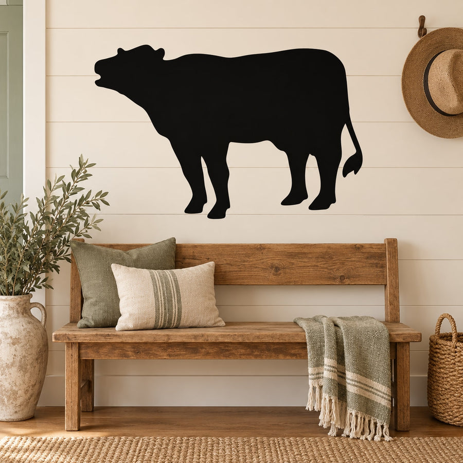 Black Hereford cow silhouette wall decal